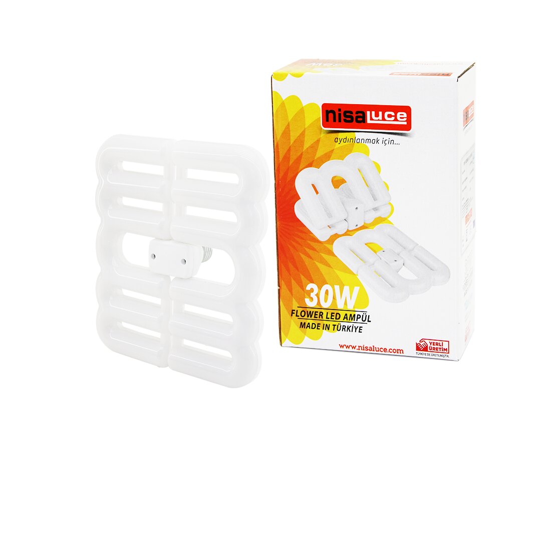 NİSALUCE EAMP-096/B 30W - E27FLOWER KATLANIR- 4B ŞEKİL16X21CMBEYAZ LED LAMBA AMPUL 2700LÜMEN- 6500K (5643)
