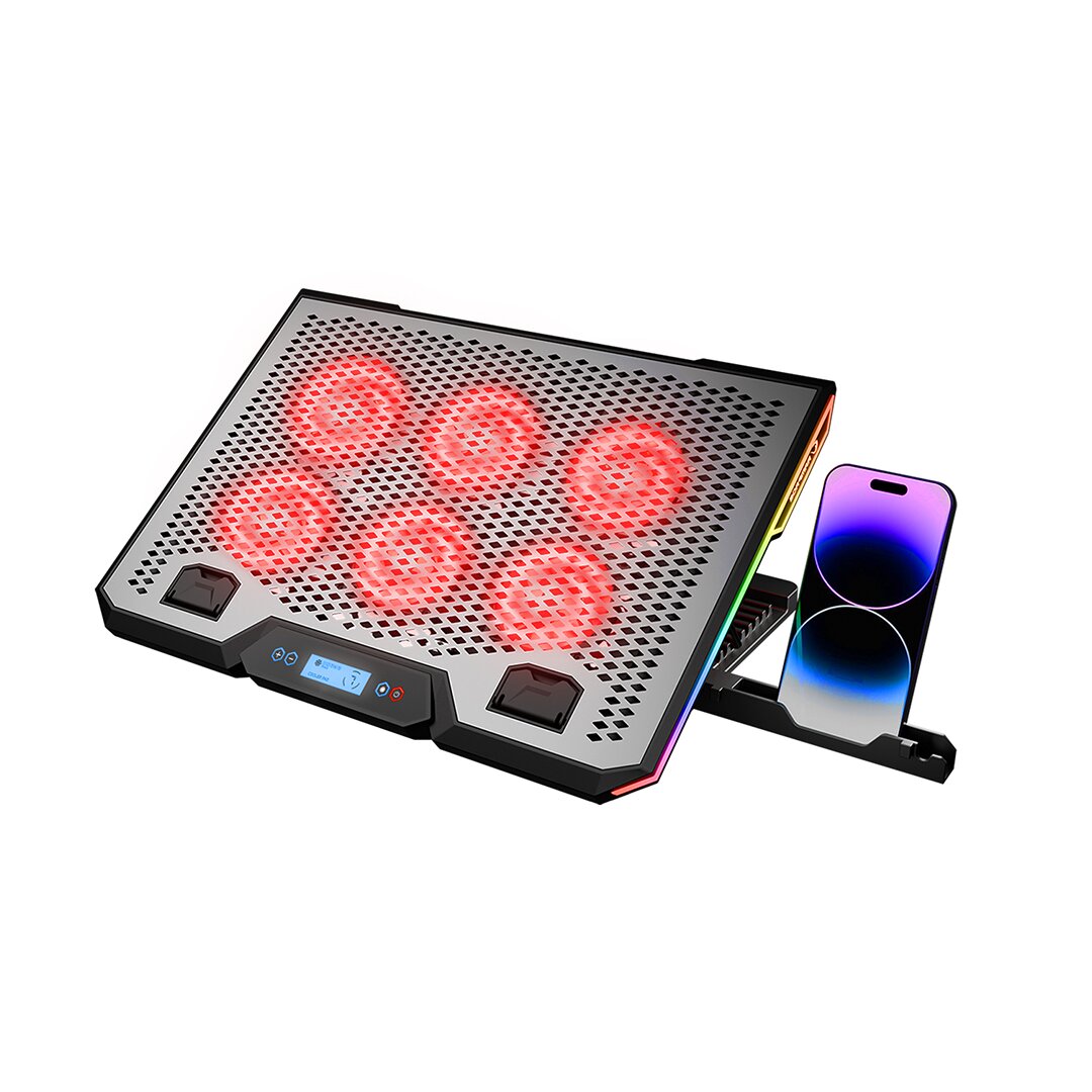 NOTEBOOK - LAPTOP SOĞUTUCU RGB IŞIKLI 15.6 INC 6 FANLI - LCD DİJİTAL EKRAN 2 USB SOKET (5643)