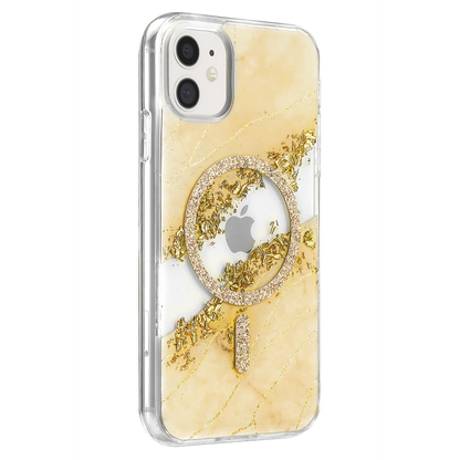 Onegif İphone 11 Lotus Simli Magsafe Kapak - Gümüş