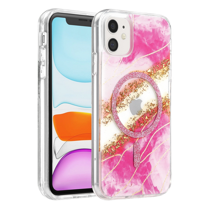 Onegif İphone 11 Lotus Simli Magsafe Kapak - Pembe