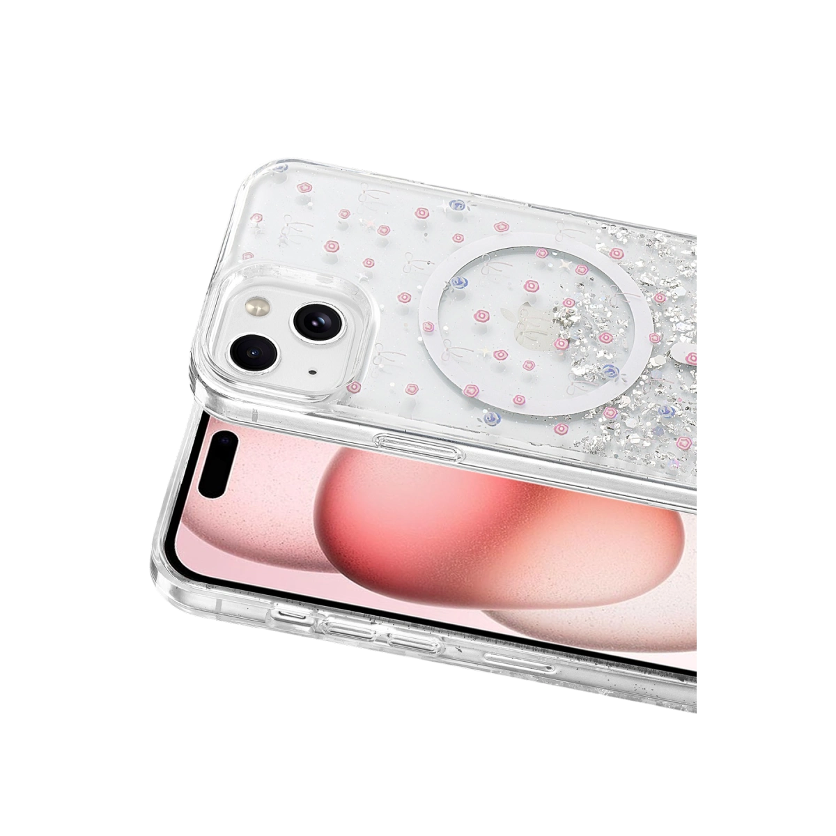 Onegif İphone 14 Misk Simli Magsafe Kapak - Desen 1