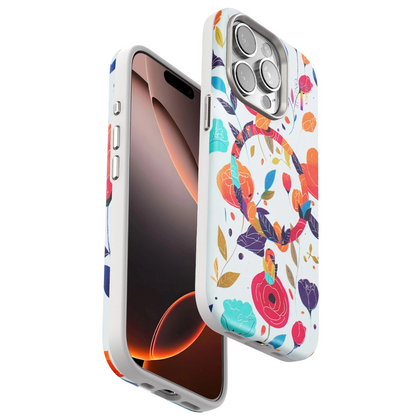 Onegif İphone 14 Pro Flower Series Magsafe Kapak - Beyaz