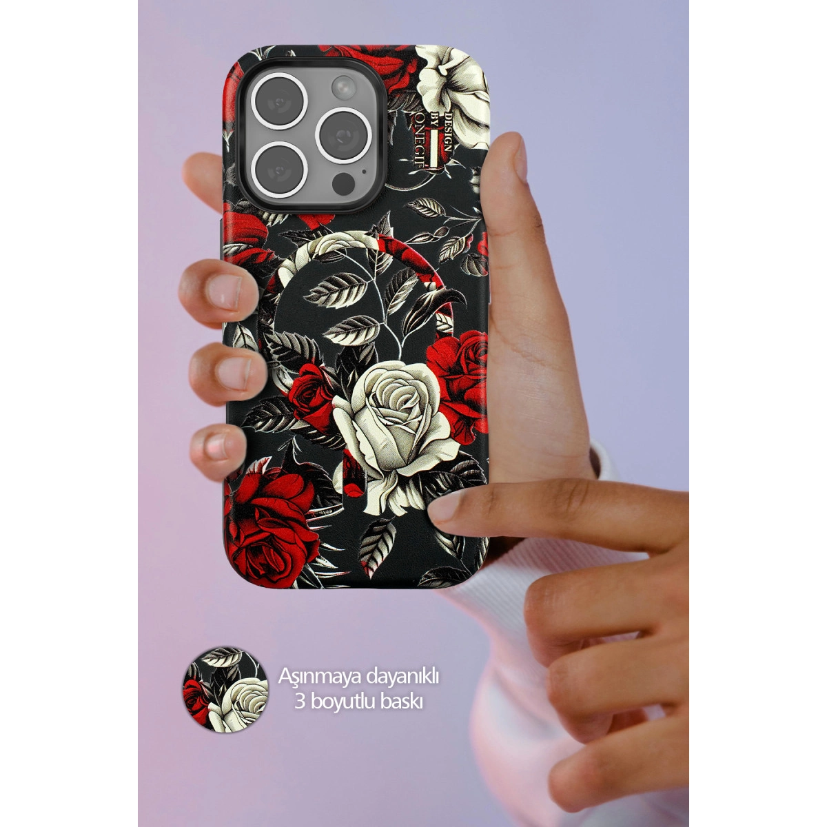 Onegif İphone 14 Pro Flower Series Magsafe Kapak - Beyaz