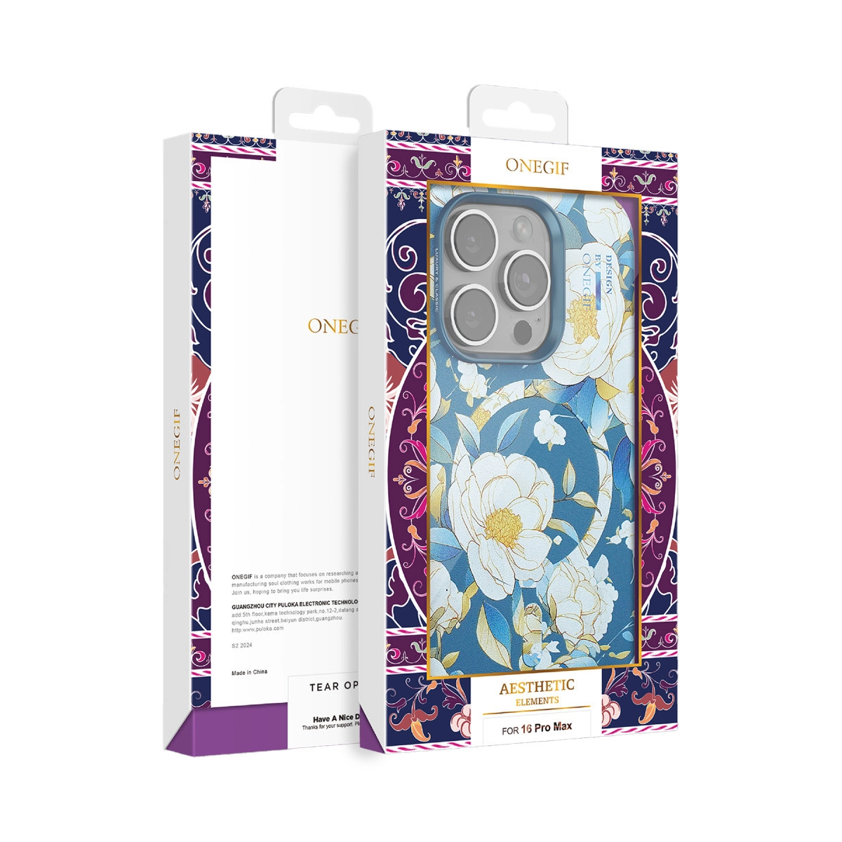 Onegif İphone 15 Plus Flower Series Magsafe Kapak - Siyah