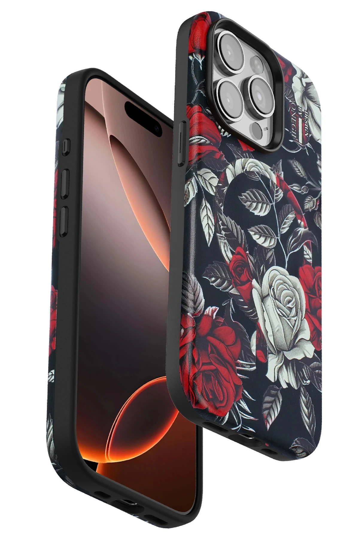 Onegif Apple iPhone 15 Pro Flower Series Magsafe Kapak - Siyah