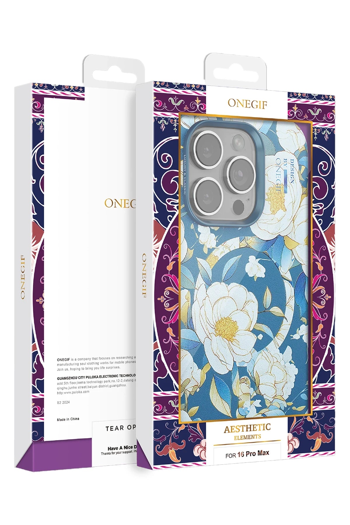 Onegif Apple iPhone 15 Pro Flower Series Magsafe Kapak - Siyah