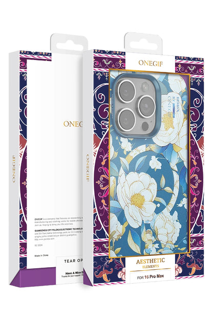 Onegif Apple iPhone 15 Pro Flower Series Magsafe Kapak - Siyah