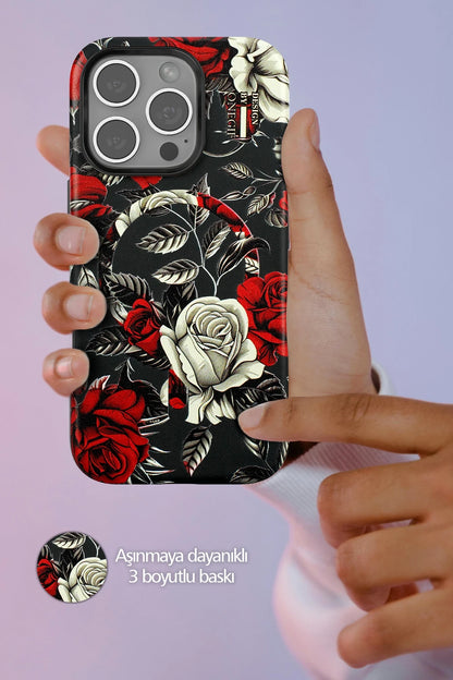 Onegif Apple iPhone 15 Pro Flower Series Magsafe Kapak - Siyah