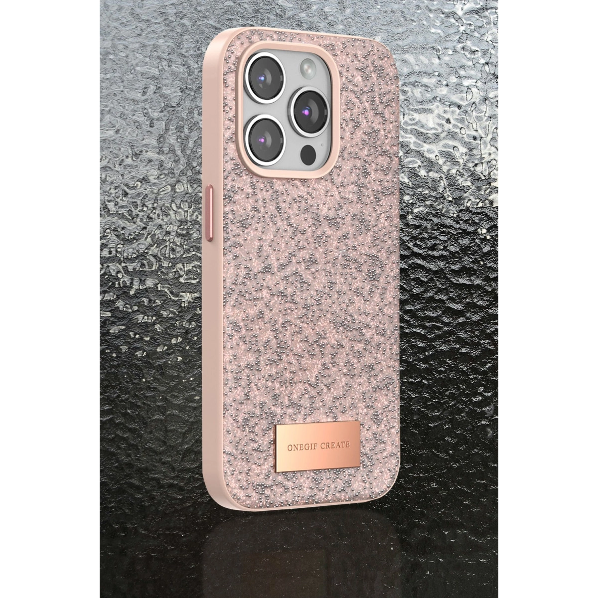 Onegif İphone 15 Pro Max Bright Simli Kapak - Siyah