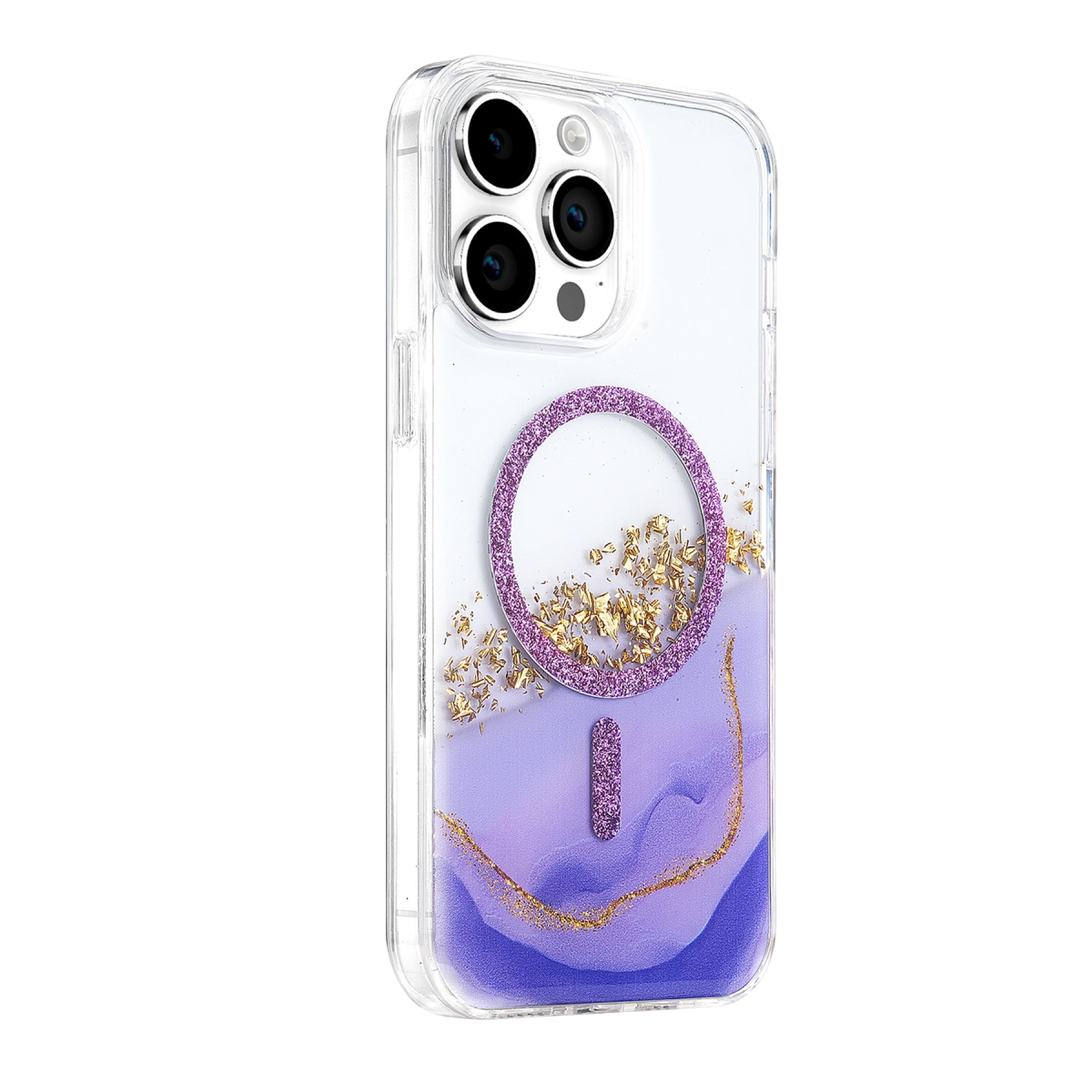 Onegif İphone 15 Pro Max Lotus Simli Magsafe Kapak - Mor