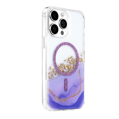 Onegif İphone 15 Pro Max Lotus Simli Magsafe Kapak - Mor