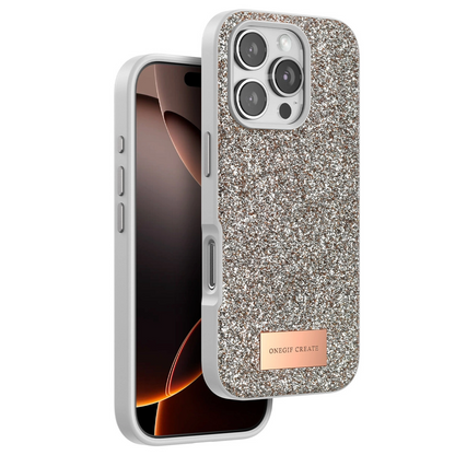 Onegif İphone 16 Pro Bright Simli Kapak - Çöl Titanyum