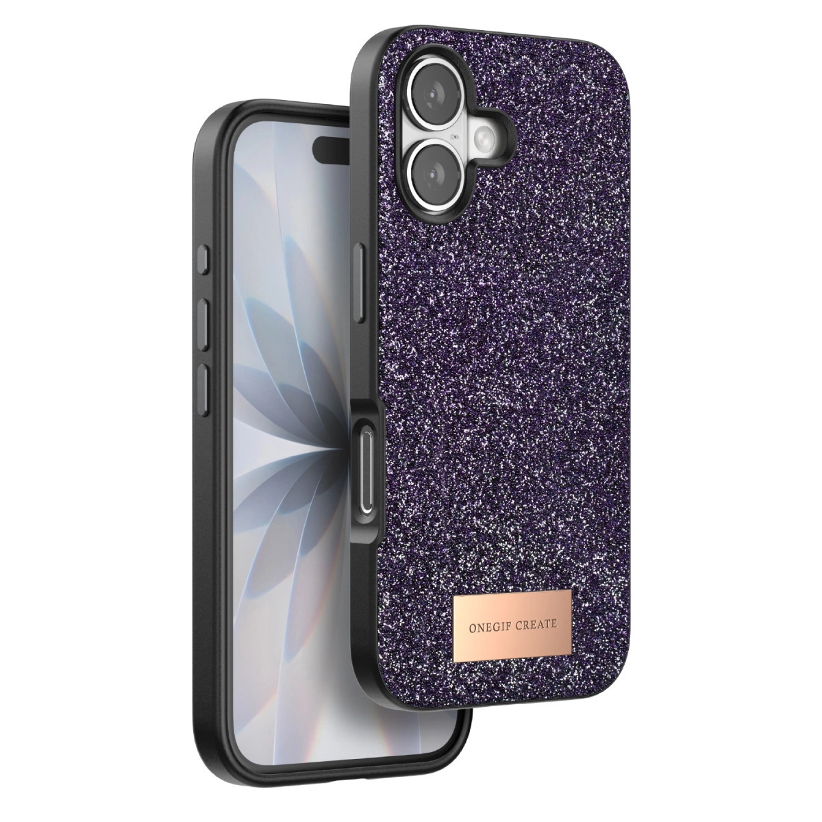 Onegif İphone 17 Bright Simli Kapak - Derin Mor