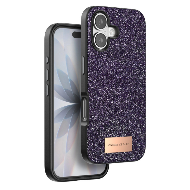 Onegif İphone 17 Bright Simli Kapak - Derin Mor