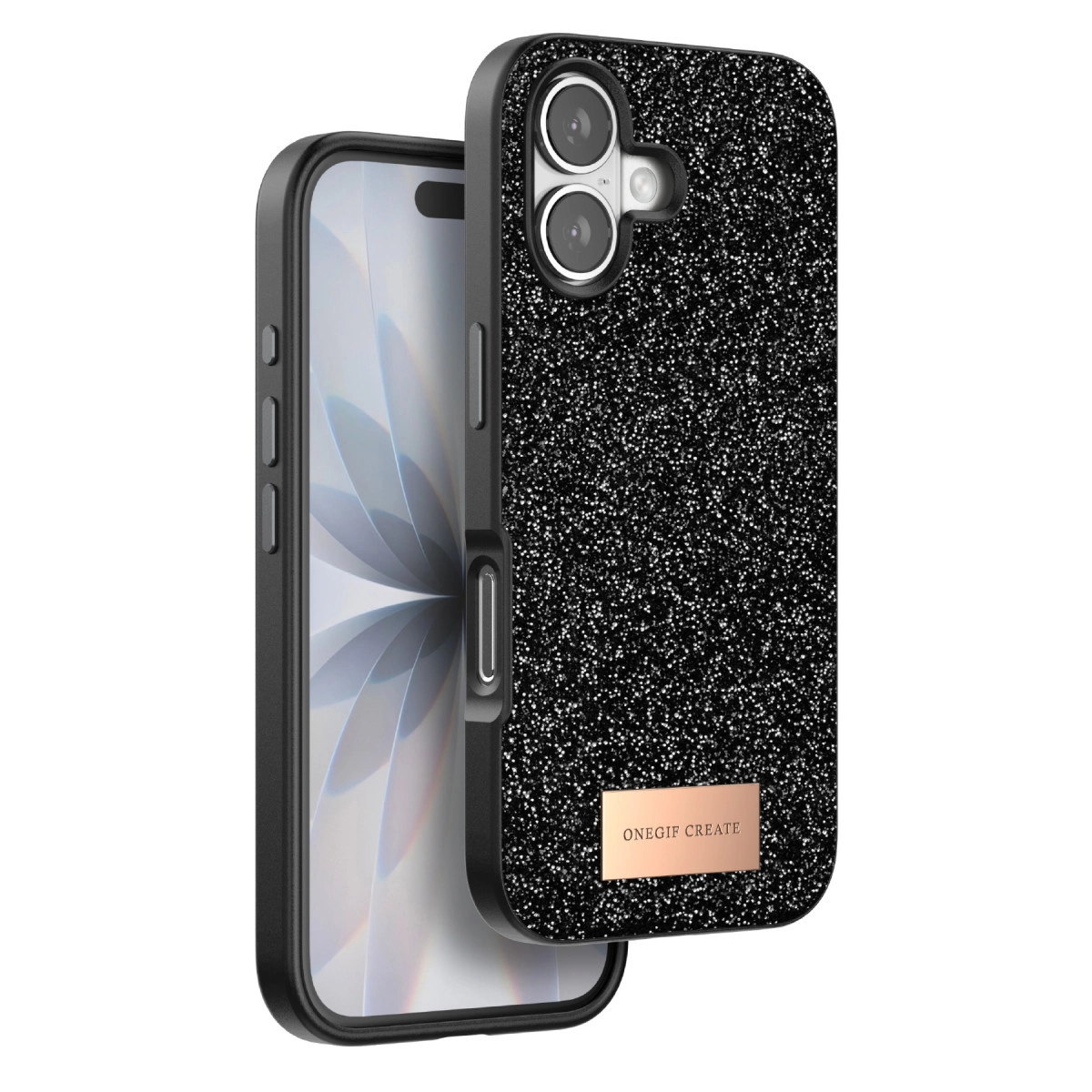 Onegif İphone 17 Bright Simli Kapak - Siyah