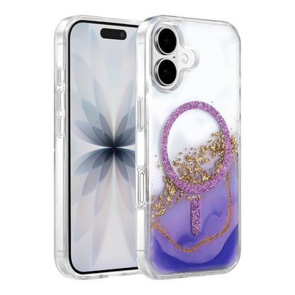 Onegif İphone 17 Lotus Simli Magsafe Kapak - Mor