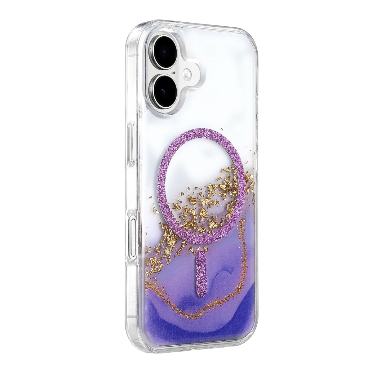 Onegif İphone 17 Lotus Simli Magsafe Kapak - Mor