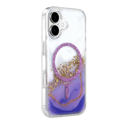 Onegif İphone 17 Lotus Simli Magsafe Kapak - Mor
