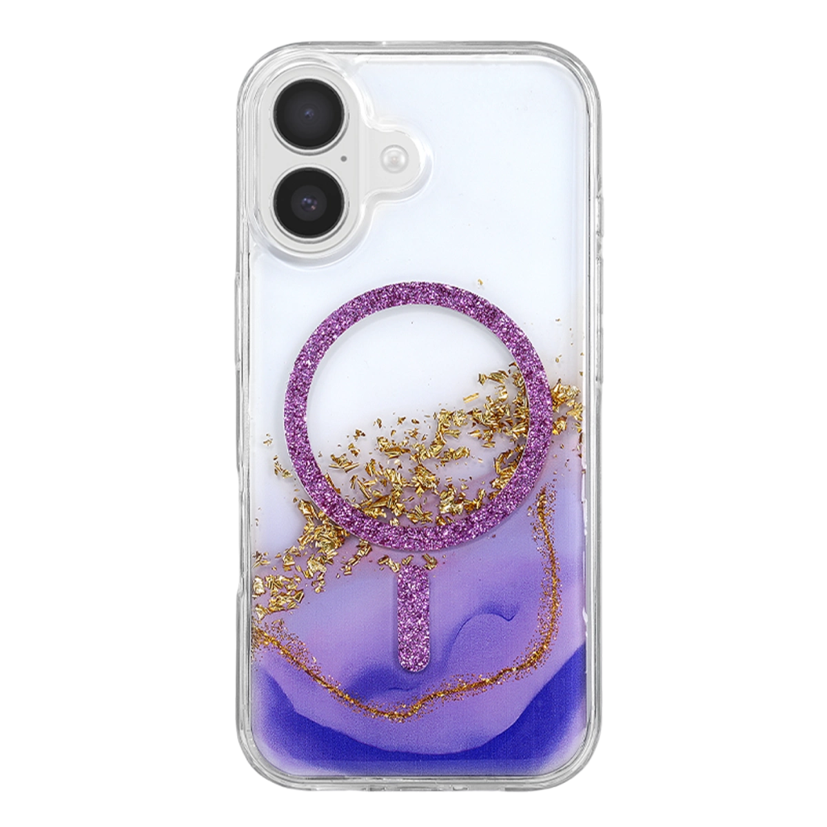 Onegif İphone 17 Lotus Simli Magsafe Kapak - Mor