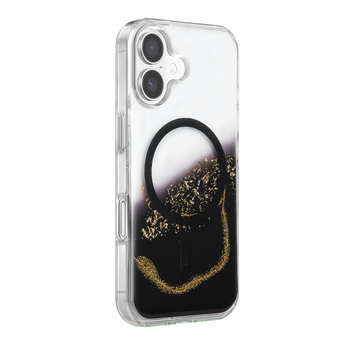 Onegif İphone 17 Lotus Simli Magsafe Kapak - Siyah