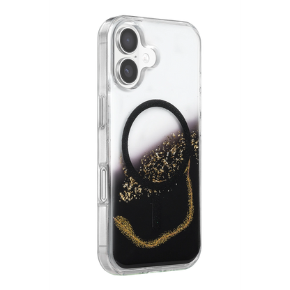 Onegif İphone 17 Lotus Simli Magsafe Kapak - Siyah