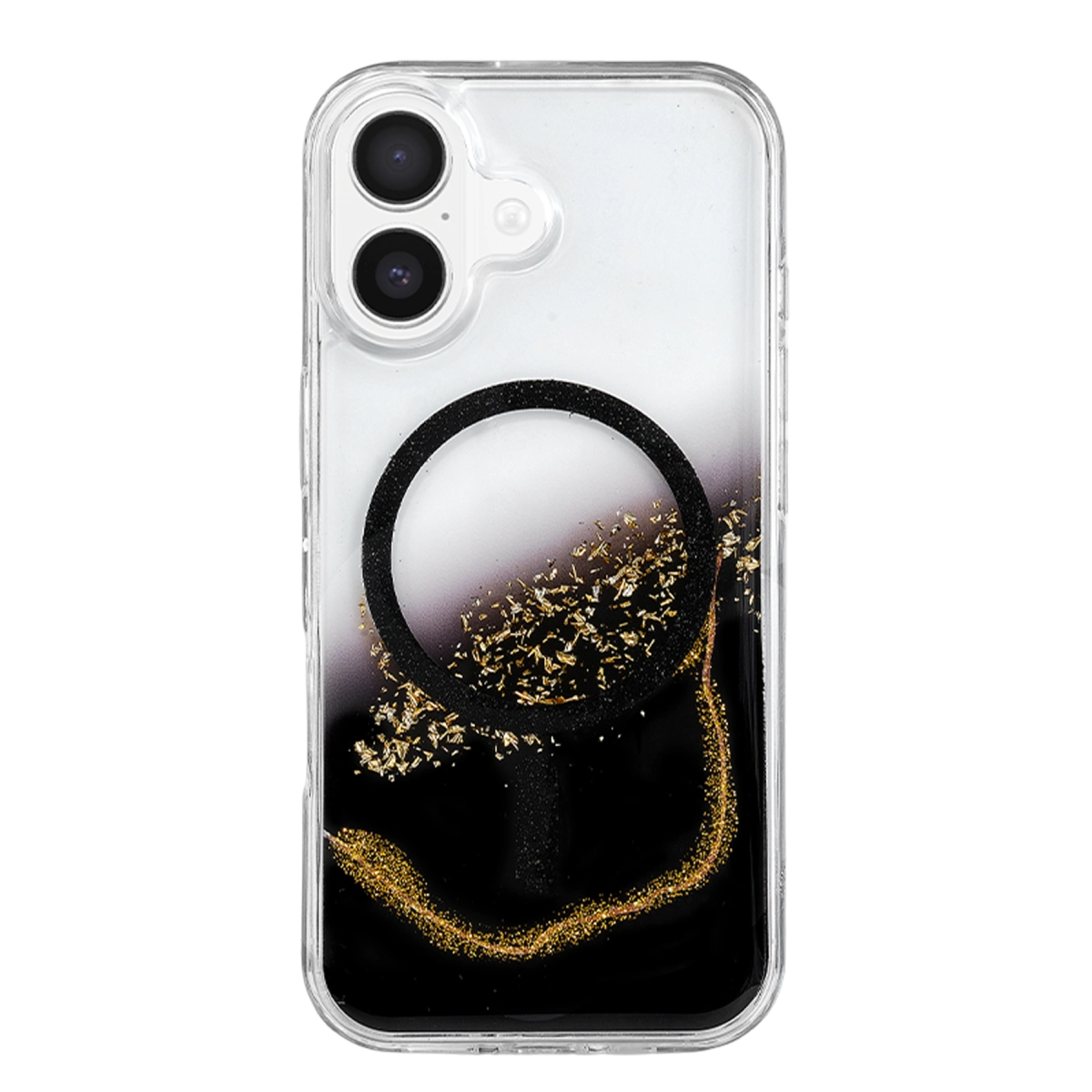 Onegif İphone 17 Lotus Simli Magsafe Kapak - Siyah