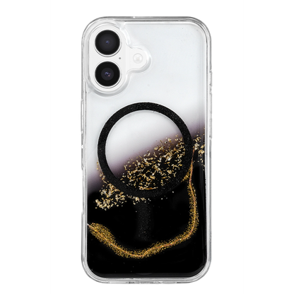 Onegif İphone 17 Lotus Simli Magsafe Kapak - Siyah