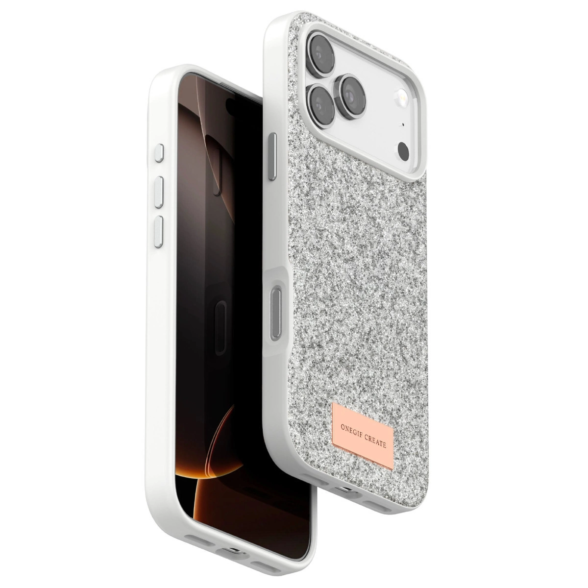 Onegif İphone 17 Pro Bright Simli Kapak - Beyaz