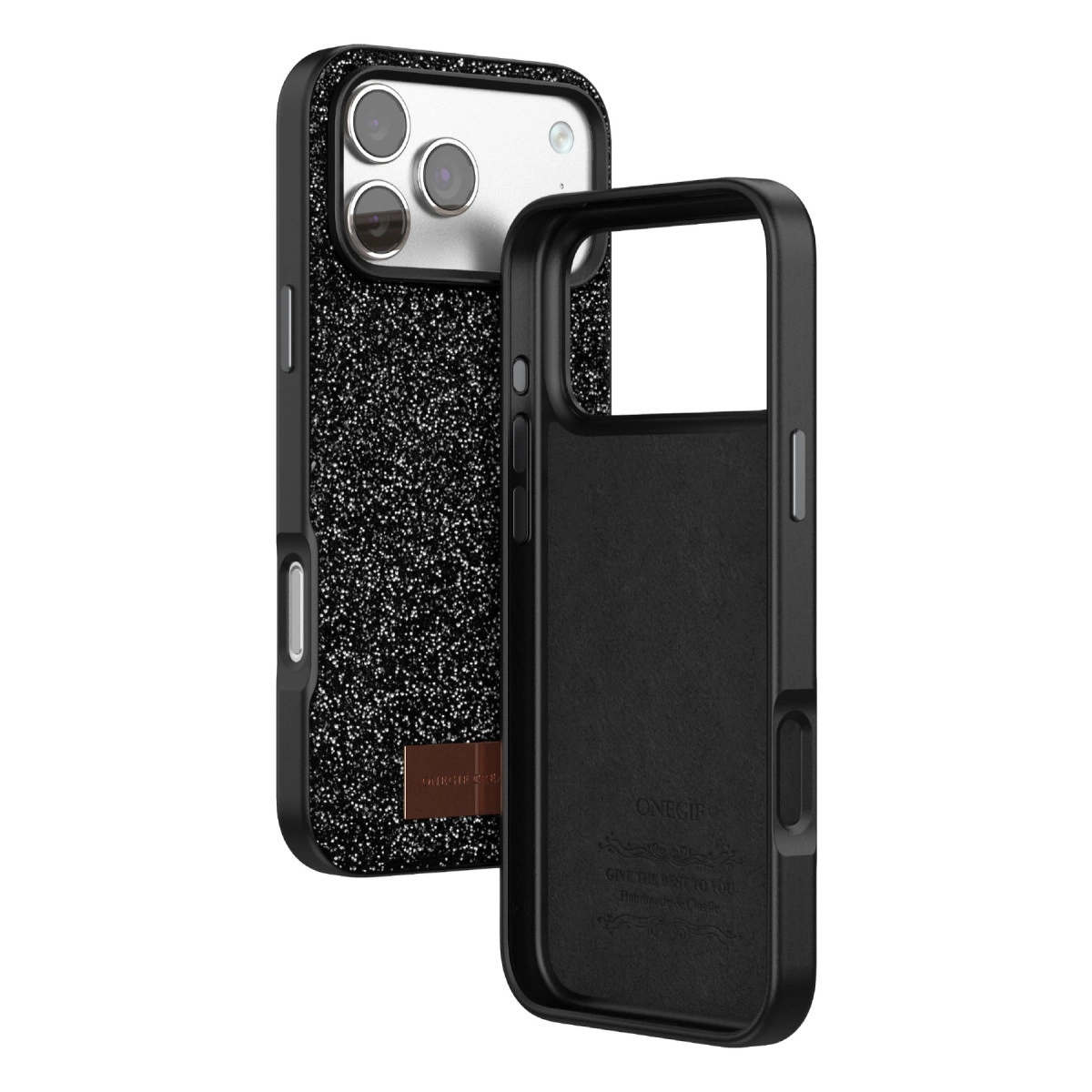 Onegif İphone 17 Pro Bright Simli Kapak - Siyah