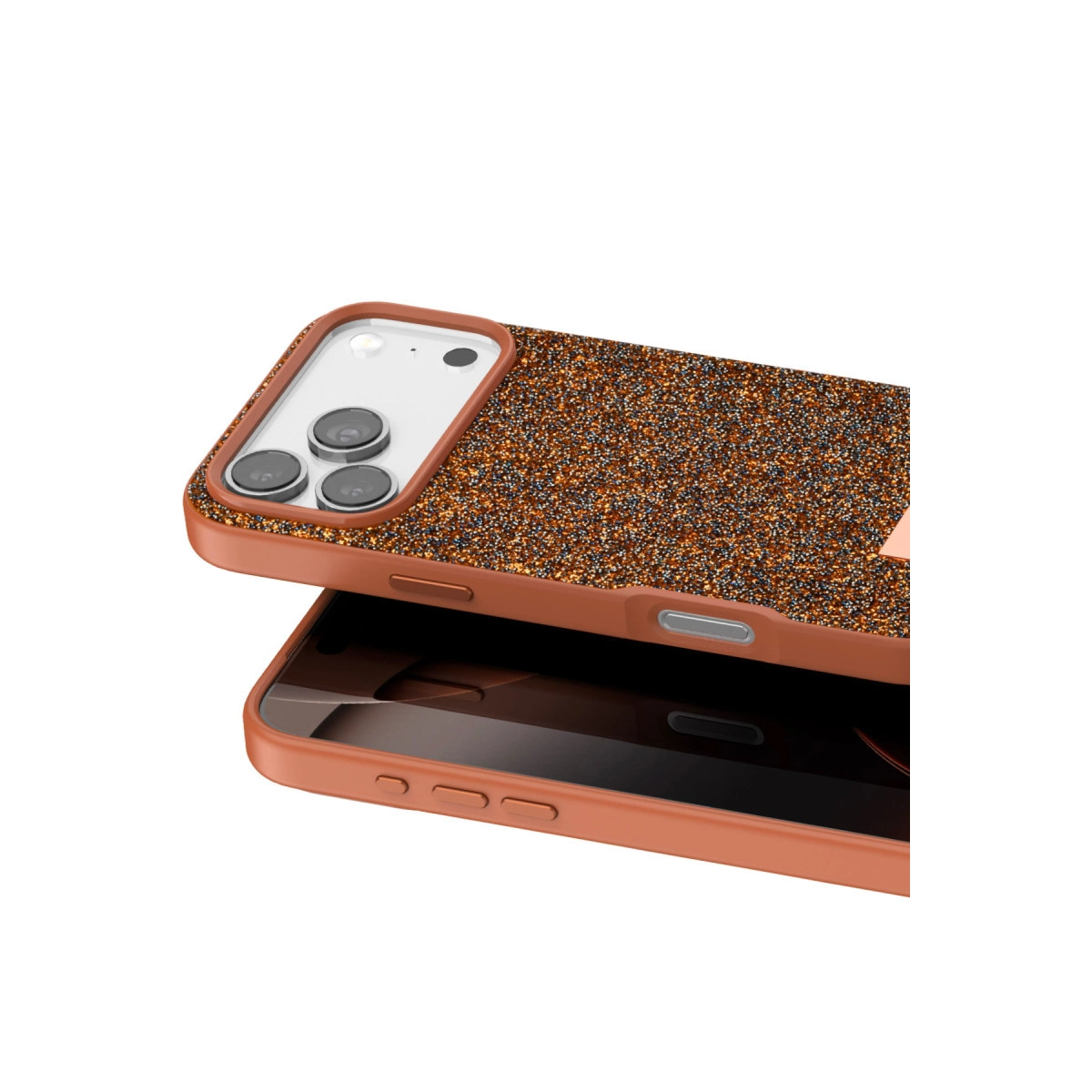 Onegif İphone 17 Pro Bright Simli Kapak - Turuncu