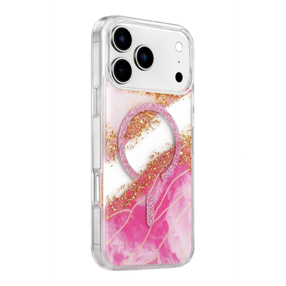 Onegif İphone 17 Pro Max Lotus Simli Magsafe Kapak - Pembe
