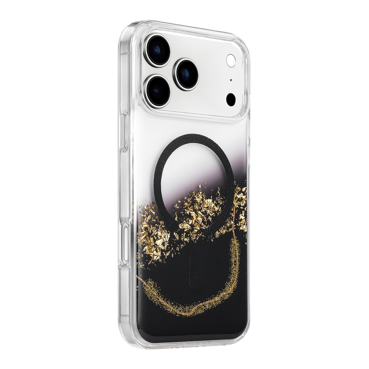Onegif İphone 17 Pro Max Lotus Simli Magsafe Kapak - Siyah