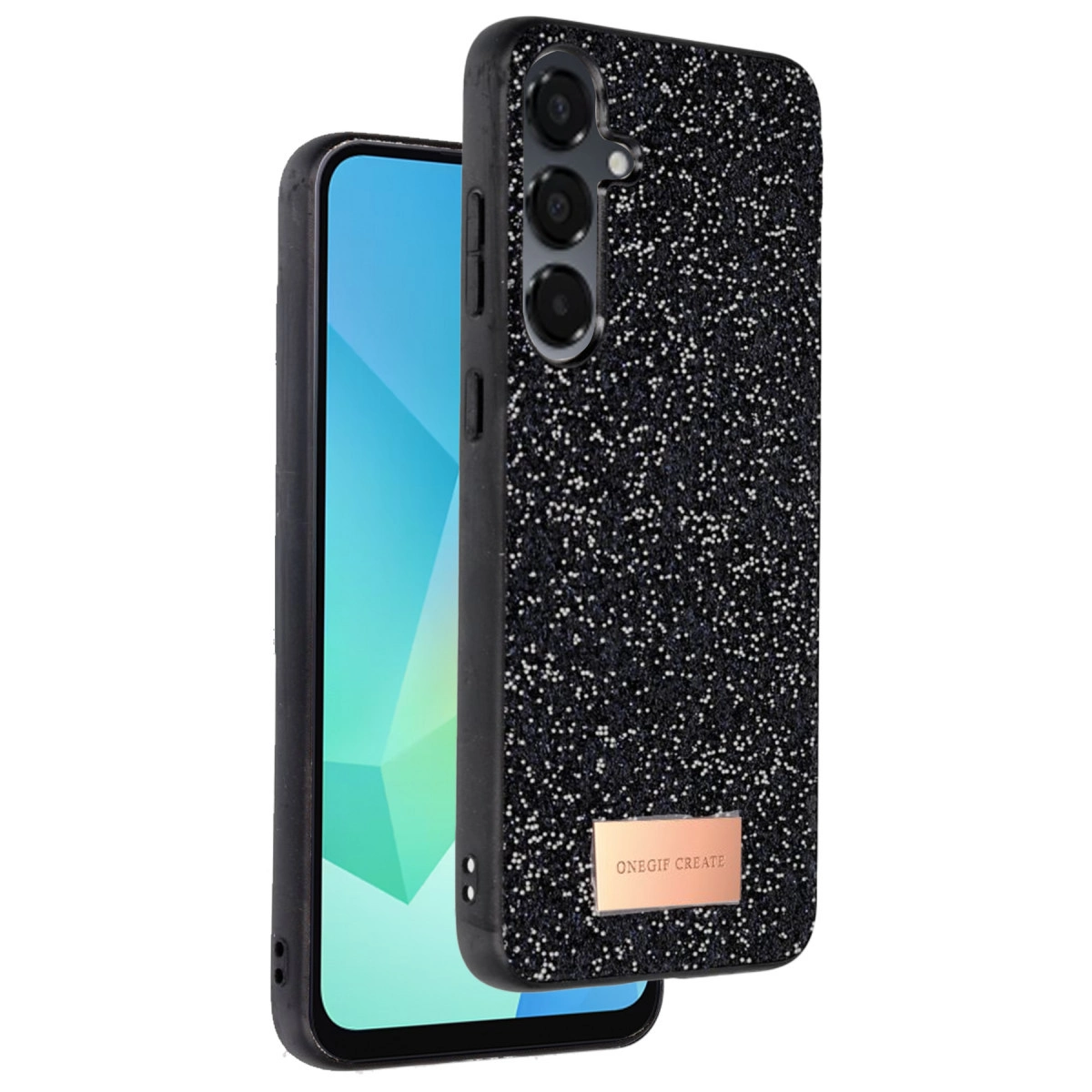 Onegif Samsung Galaxy A56 Bright Simli Kapak - Siyah