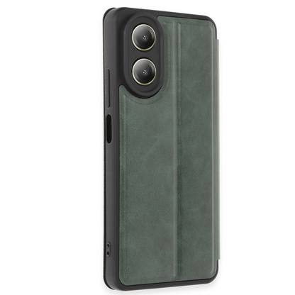 Oppo A38 Kılıf Flip Cover - Koyu Yeşil