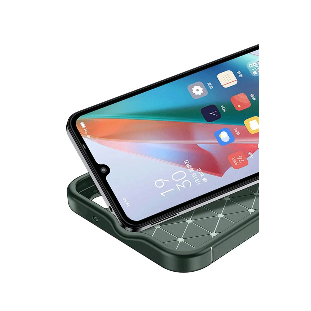 Oppo A60 Kılıf Auto Focus Karbon Kapak - Koyu Yeşil