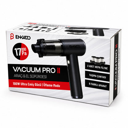 OTO ARAÇ - 2IN1 ŞARJLI 100W - 17000PA 9 BAŞLIK - 3 FİLTRE EL TİPİ BASINÇLI HAVA ÜFLEME - ARAÇ SÜPÜRGE MAKİNESİ TAŞIMA ÇANTALI EKD-SP10 (5643)