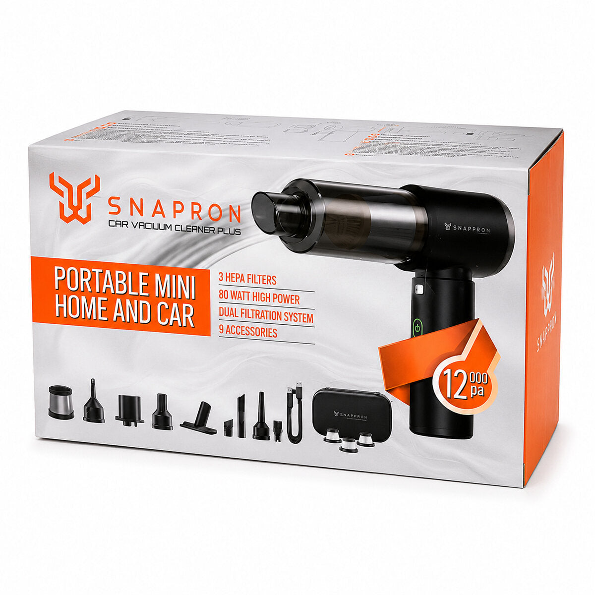 OTO ARAÇ - 2IN1 ŞARJLI 80W - 12000PA 9 BAŞLIK - 3 FİLTRE EL TİPİ BASINÇLI HAVA ÜFLEME - ARAÇ SÜPÜRGE MAKİNESİ TAŞIMA ÇANTALI SNV-3002 (5643)