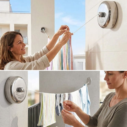 Paslanmaz Çelik Geri Çekilebilir Çamaşır İpi – Duvar Tipi Duvara Monte Banyo,Balkon,Bahçe Çamaşır Kurutma Askısı (5643)