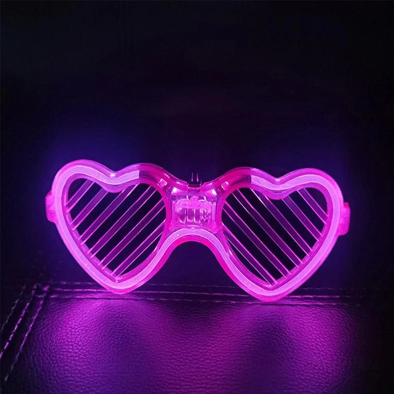 Pembe Led Işıklı Kalp Gözlük – 3 Modlu Parti & Glow Gözlüğü