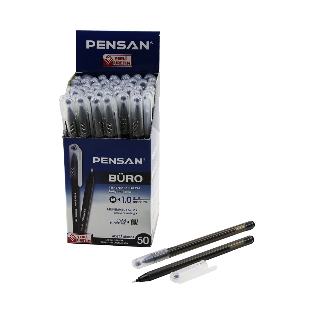 50 ADET PENSAN BÜRO SİYAH TÜKENMEZ KALEM M-MEDİUM - 1.0MM UÇ (5643)