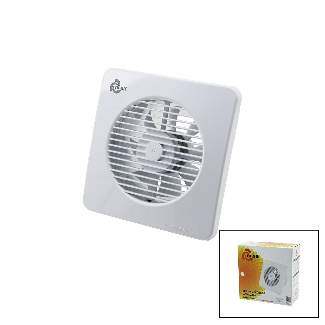 PLASTİK ASPİRATÖR 150 6İNÇ BANYO TUVALET HAVALANDIRMA ASPİRATÖRÜ 20W 320M3/H EBT-150 (5643)