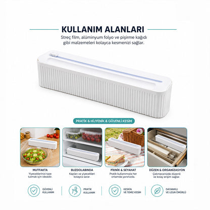 PLASTİK FOLYO - STREÇLİK FİLM KESİCİ 35CM PRATİK KESME APARATLI MANYETİK SABİTLEME (5643)