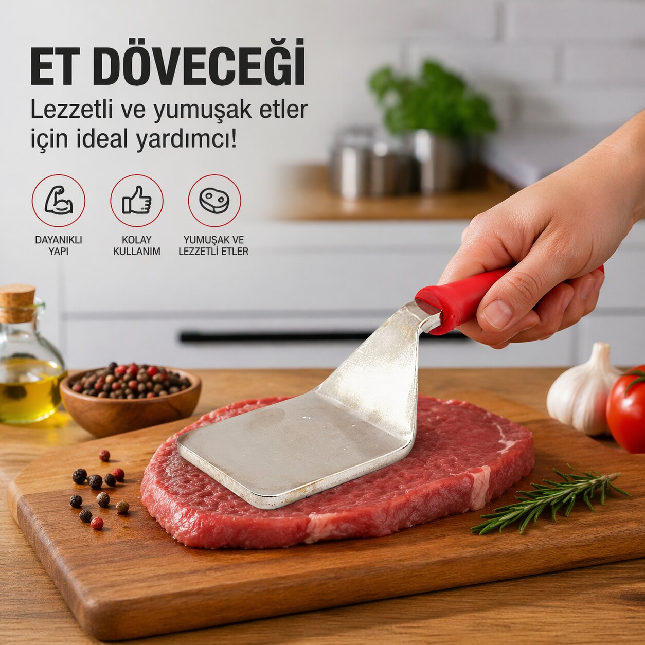PLASTİK SAPLI - METAL ET DÖVECEK (5643)