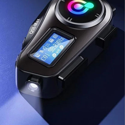 Q58 Motorsikletler İçin Fener Özellikli SD Kart Bölümlü LCD Ekranlı Kablosuz Bluetooth Kulaklıklı – Suya Dayanıklı Kask Kulaklığı (5643)
