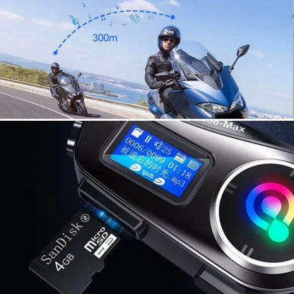 Q58 Motorsikletler İçin Fener Özellikli SD Kart Bölümlü LCD Ekranlı Kablosuz Bluetooth Kulaklıklı – Suya Dayanıklı Kask Kulaklığı (5643)