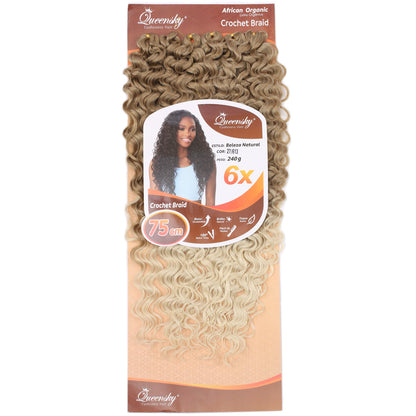 QueenSky Afro Dalgası Saç - 75cm - 240gr - Kumral Platin Ombre