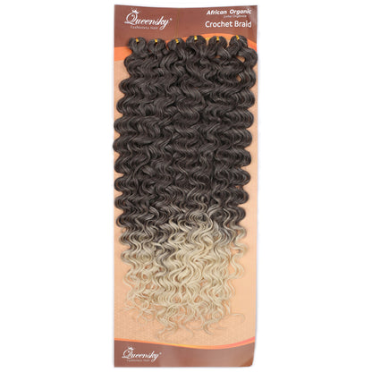 QueenSky Afro Dalgası Saç - 75cm - 240gr - Koyu Kahve Platin Ombre