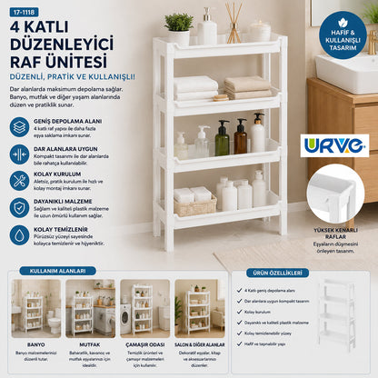 RAFTY 4 KATLI SEPET ORGANİZER DÜZENLEYİCİ RAF ÜNİTESİ 465X145X690MM (5643)