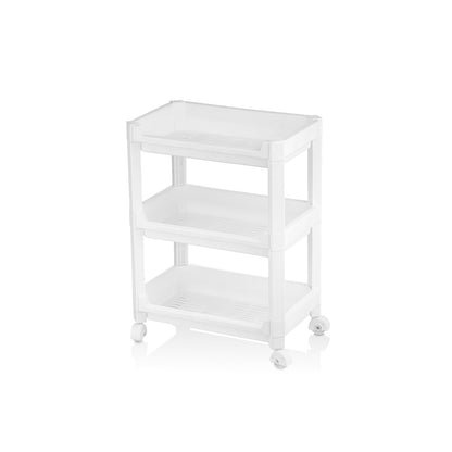 RAFTY GENİŞ 3 KATLI TEKERLEKLİ SEPET ORGANİZER DÜZENLEYİCİ RAF ÜNİTESİ 352X220X480MM (5643)