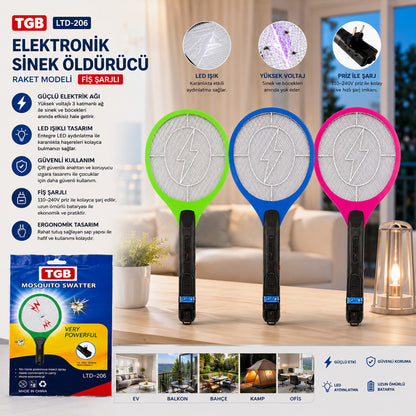 RAKET MODELİ FİŞ SARJLI ELEKTRONİK SİNEK ÖLDÜRÜCÜ CIZ MAKİNE LTD-206 (5643)